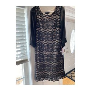 R&M Richards- 3/4 Sleeve Illusion Lace Dress